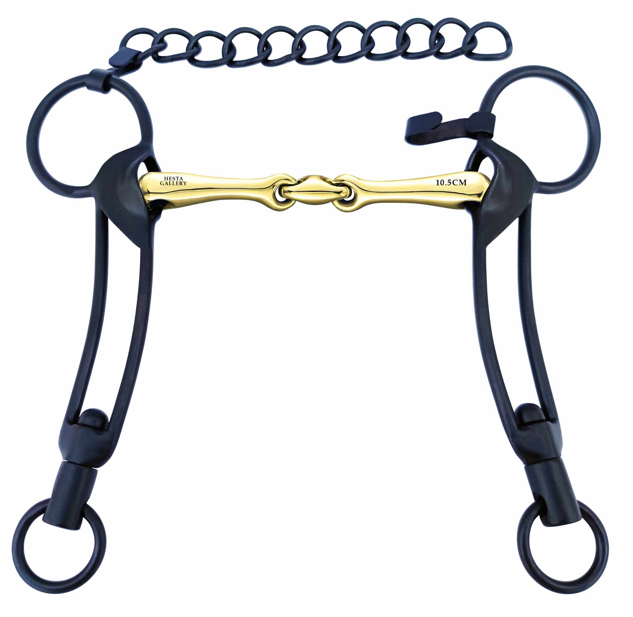 VALS Visir Isländische Kandare doppeltgebrochen - Messing - schwarze Anzüge